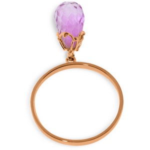 3 Carat 14K Solid Rose Gold Ring Dangling Briolette Pink Topaz