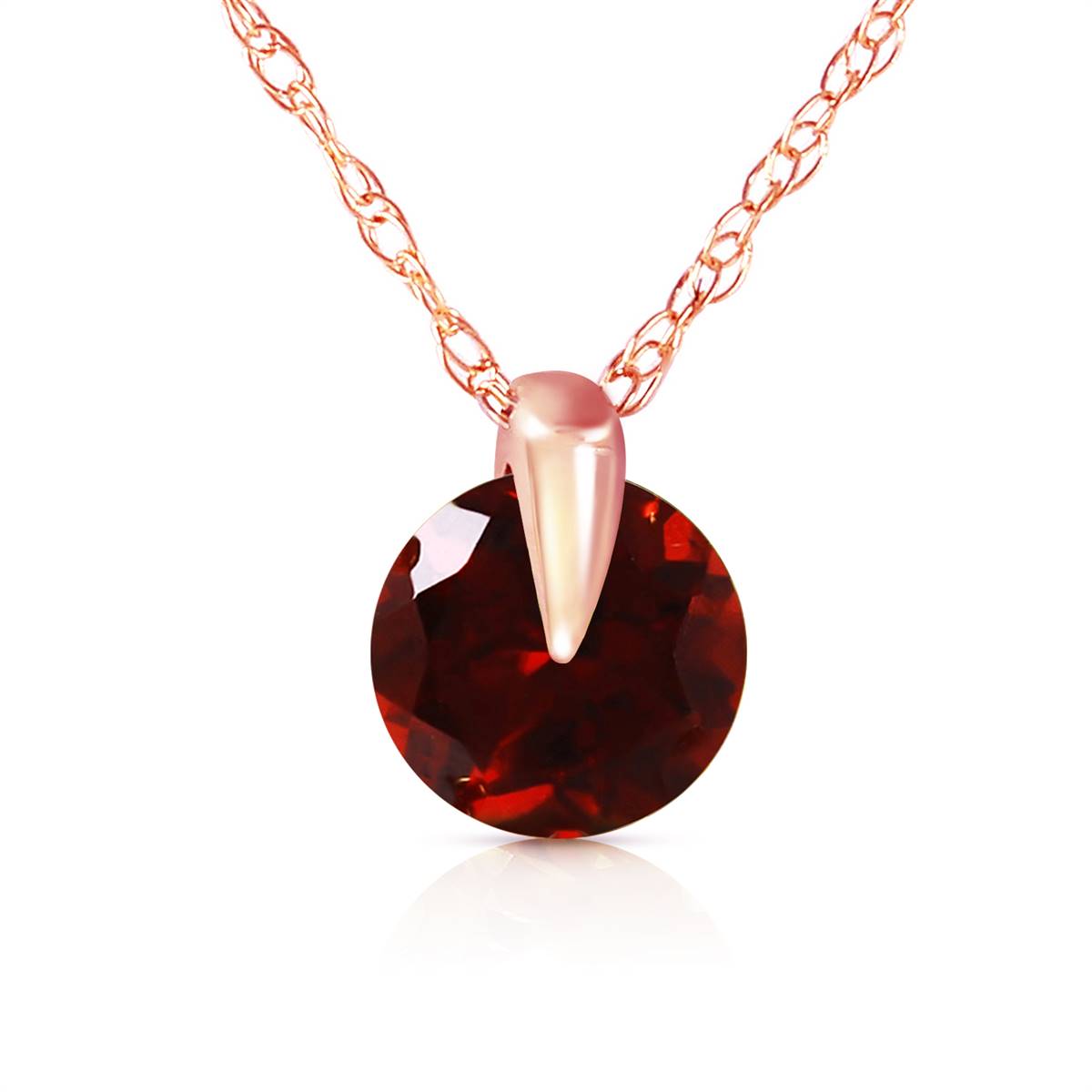 1 Carat 14K Solid Rose Gold Sundisk Garnet Necklace