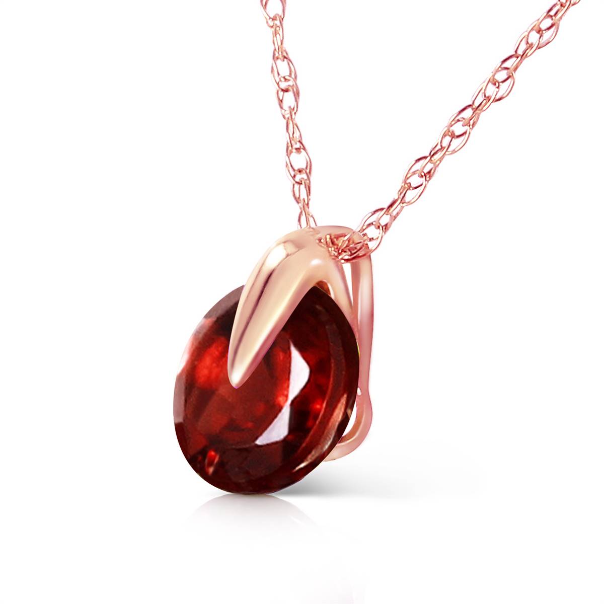 1 Carat 14K Solid Rose Gold Sundisk Garnet Necklace