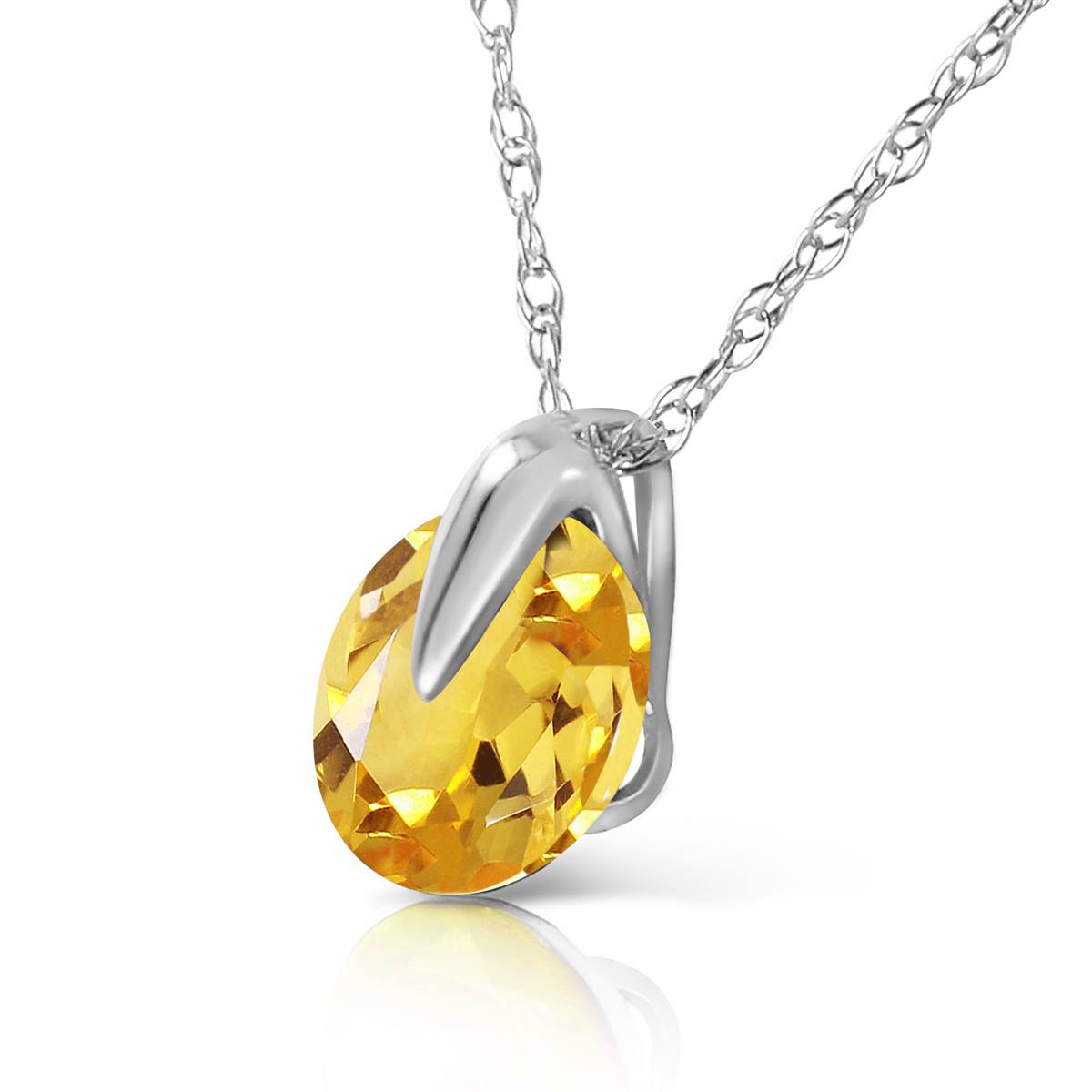 0.8 Carat 14K Solid White Gold Castles Not In Air Citrine Necklace