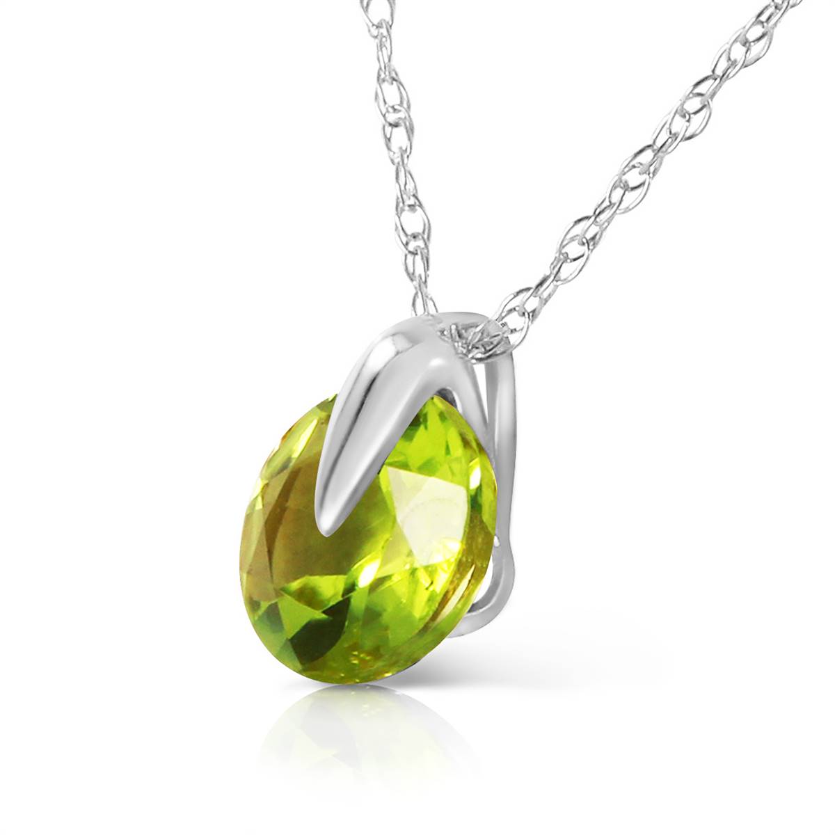 1 Carat 14K Solid White Gold Unchain My Mind Peridot Necklace