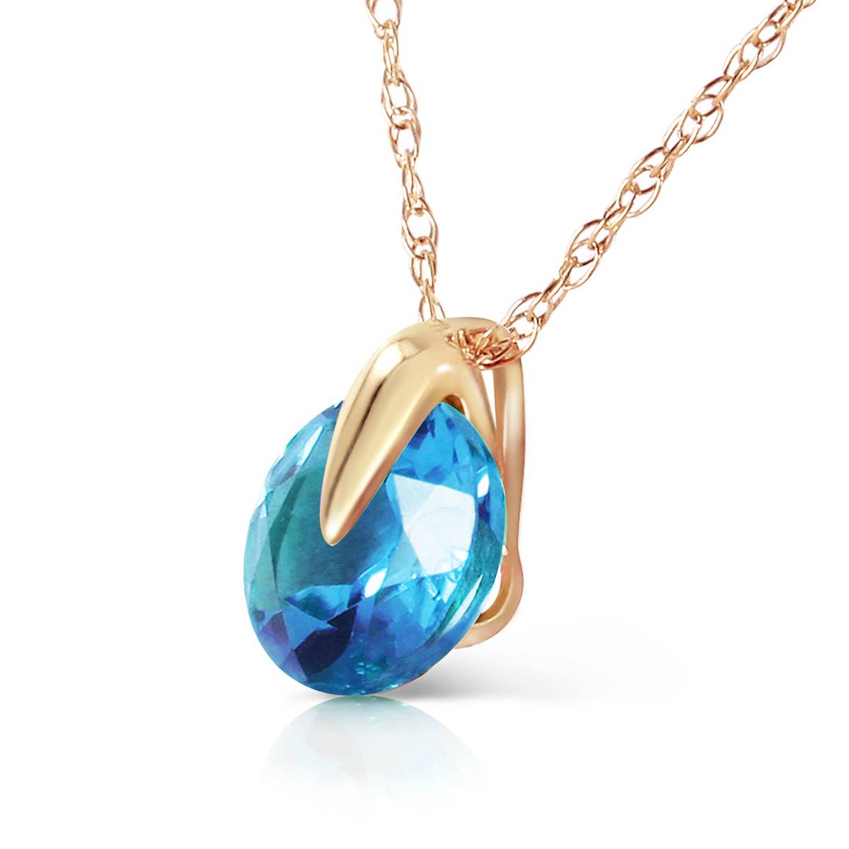 1 Carat 14K Solid Yellow Gold Express Yourself Blue Topaz Necklace