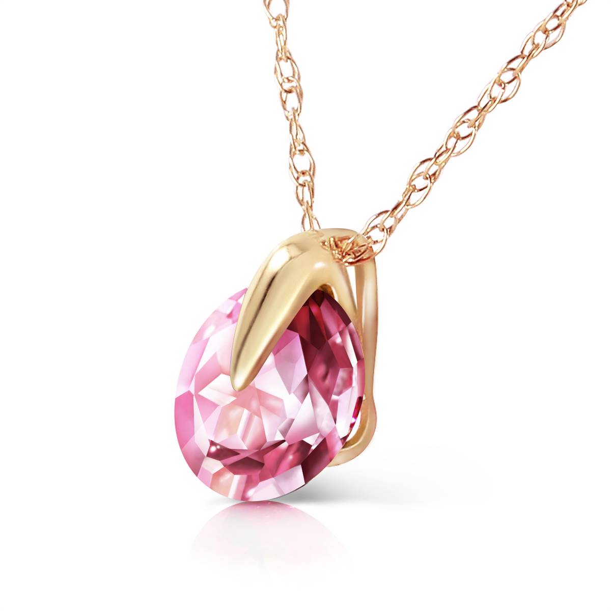 1 Carat 14K Solid Yellow Gold Unconditional Pink Topaz Necklace