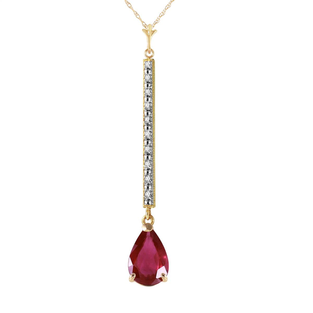 1.8 Carat 14K Solid Yellow Gold Necklace Diamond Ruby