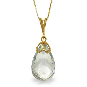 7 Carat 14K Solid Yellow Gold Engage Green Amethyst Necklace