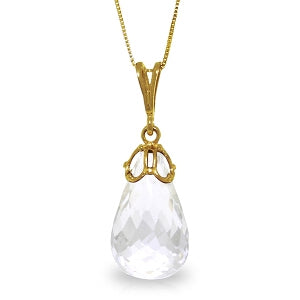 7 Carat 14K Solid Yellow Gold Capricious White Topaz Necklace