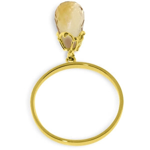 3 Carat 14K Solid Yellow Gold Ring Dangling Briolette Citrine