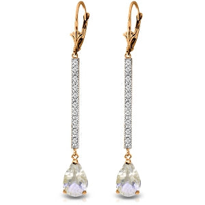 14K Solid Rose Gold Diamond & Rose Topaz Gemstone Earrings