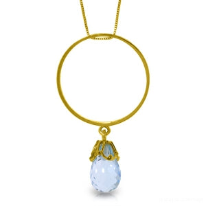 3 Carat 14K Solid Yellow Gold Ragazza Blue Topaz Necklace