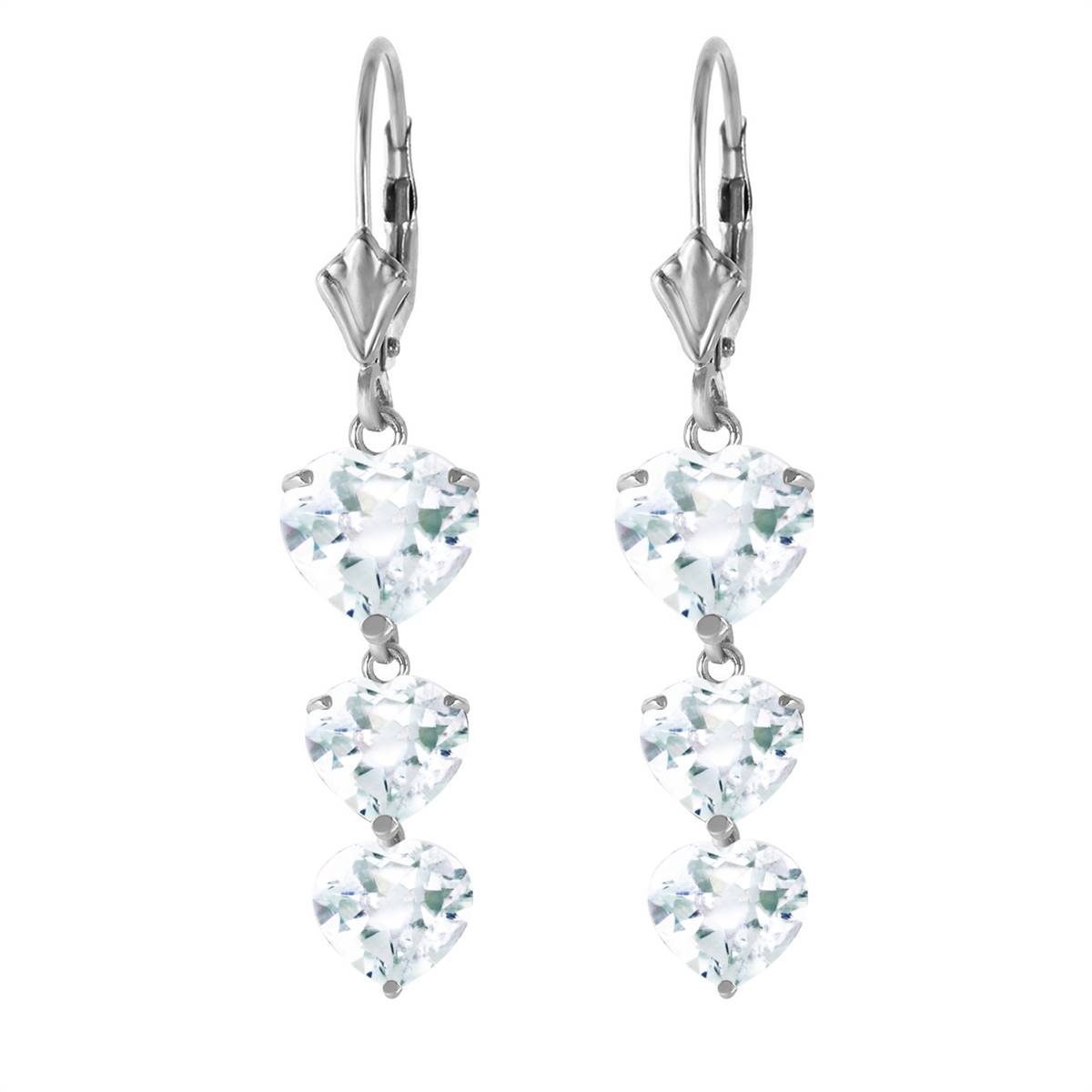 6 Carat 14K Solid White Gold Vanilla Hope Aquamarine Earrings