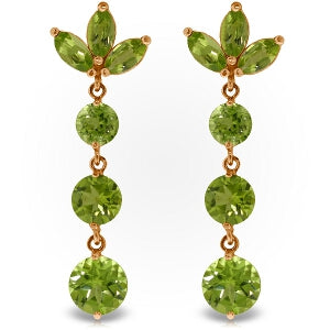 14K Solid Rose Gold Dangling Earrings w/ Natural Peridots