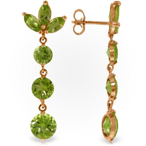 14K Solid Rose Gold Dangling Earrings w/ Natural Peridots