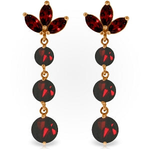 14K Solid Rose Gold Dangling Earrings w/ Natural Garnets