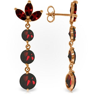 14K Solid Rose Gold Dangling Earrings w/ Natural Garnets