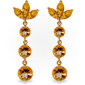 14K Solid Rose Gold Dangling Earrings w/ Natural Citrines