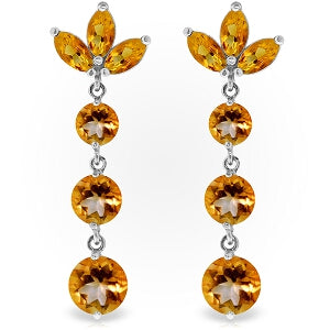 8.7 Carat 14K Solid White Gold Dangling Earrings Natural Citrine