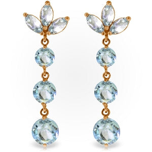 14K Solid Rose Gold Dangling Earrings w/ Natural Aquamarines