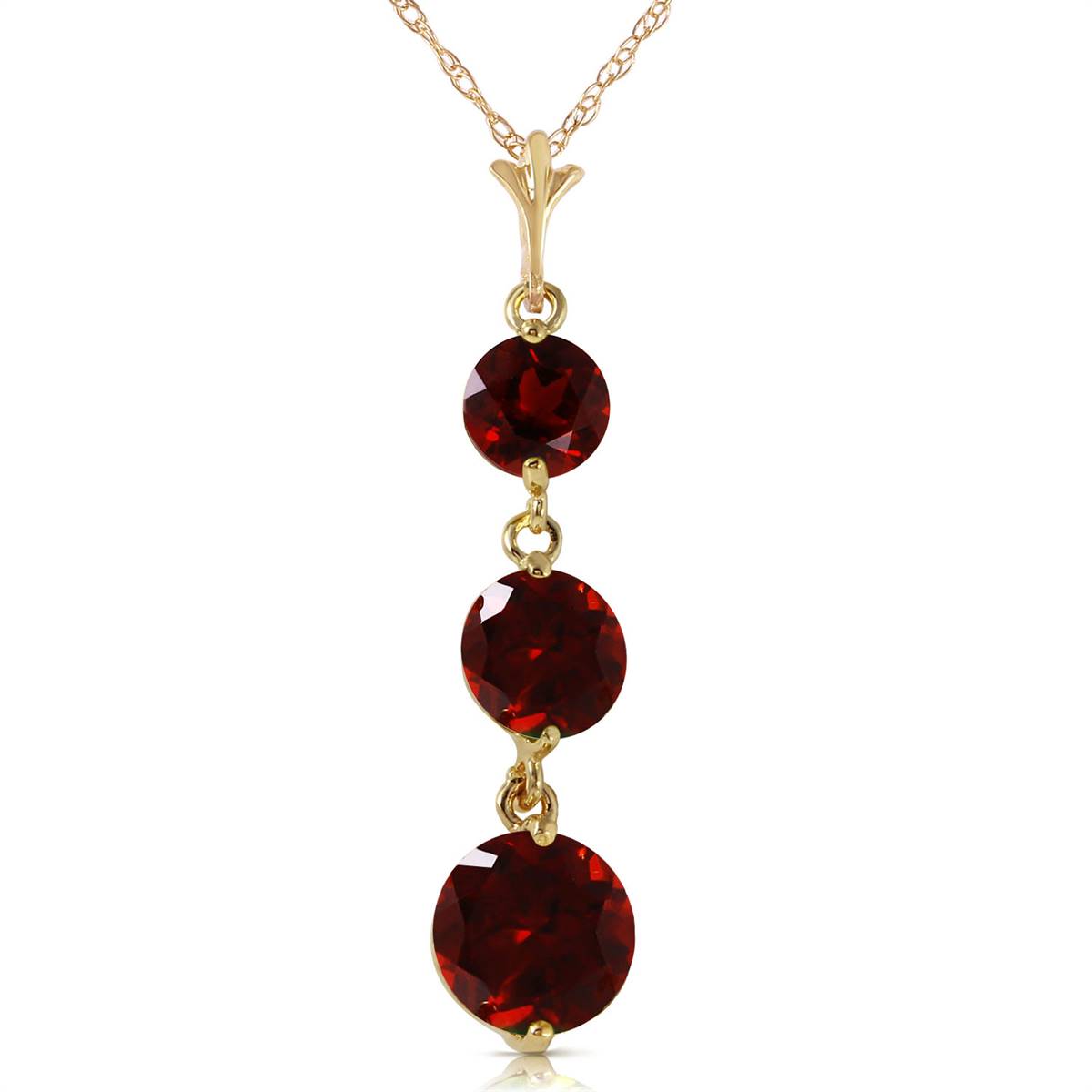 3.6 Carat 14K Solid Yellow Gold Eyes Of Happiness Garnet Necklace