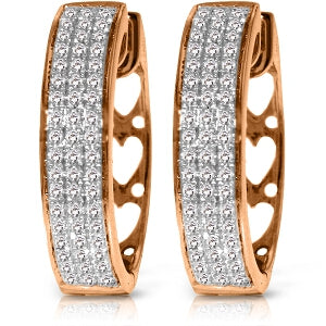 14K Solid Rose Gold Hoop Huggie Earrings Diamond Gemstone