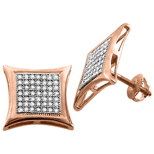 14K Solid Rose Gold Stud Earrings Natural Diamond Certified