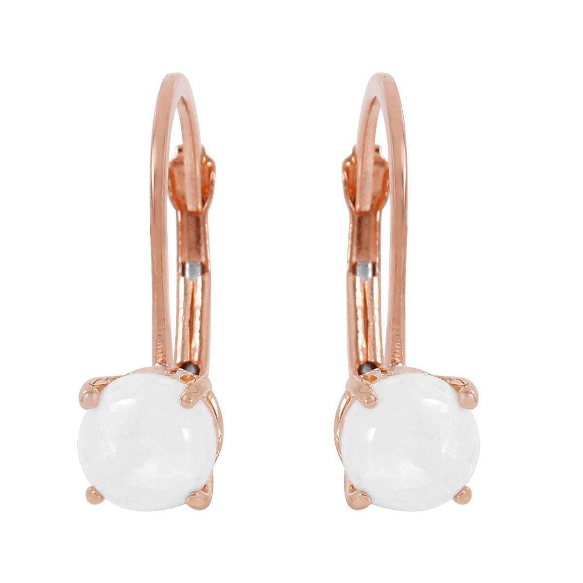 14K Solid Rose Gold Leverback Earrings w/ Natural Opals