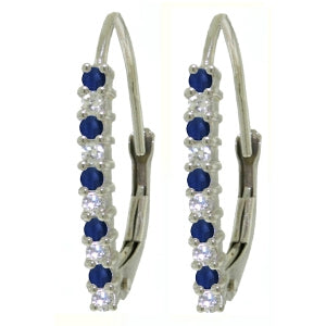 0.35 Carat 14K Solid Yellow Gold Leverback Earrings Natural Diamond Sapphire