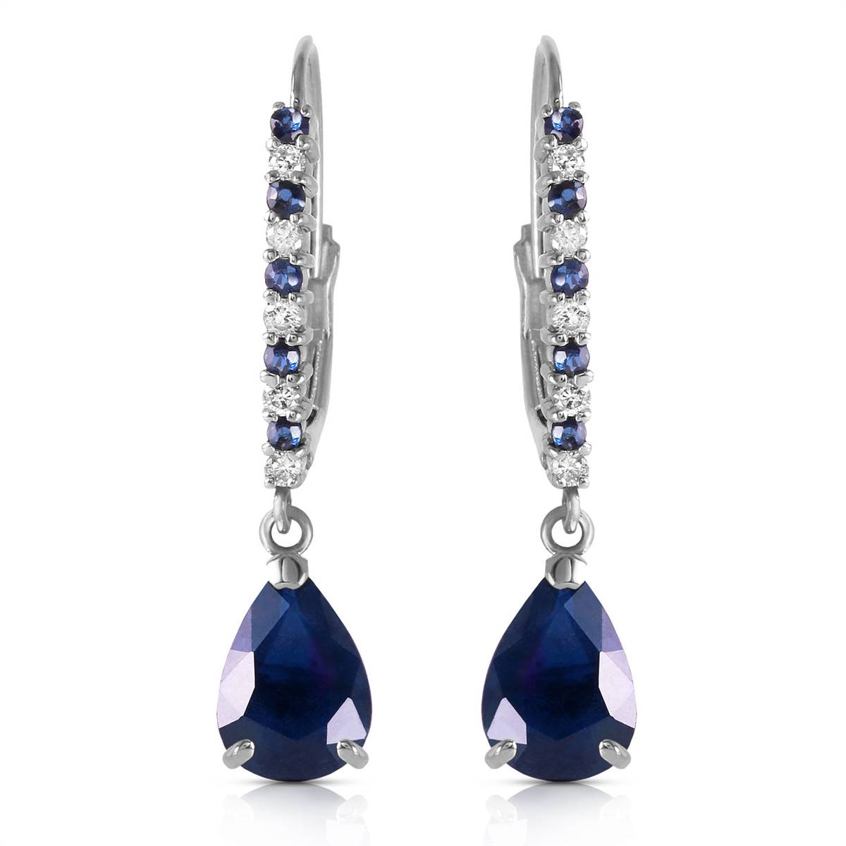 3.35 Carat 14K Solid White Gold Life At The Movies Sapphire Diamond Earrings