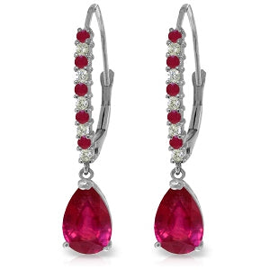 3.35 Carat 14K Solid White Gold Discover Your Strength Ruby Diamond Earrings