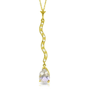 1.79 Carat 14K Solid Yellow Gold Incessant White Topaz Diamond Necklace