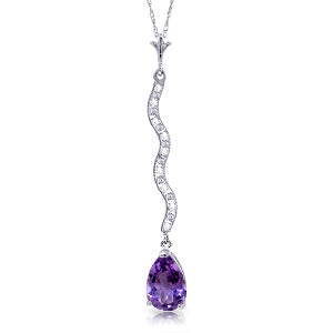 1.79 Carat 14K Solid White Gold Necklace Diamond Amethyst