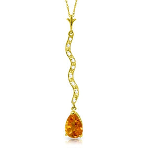 1.79 Carat 14K Solid Yellow Gold Soul Searching Citrine Diamond Necklace