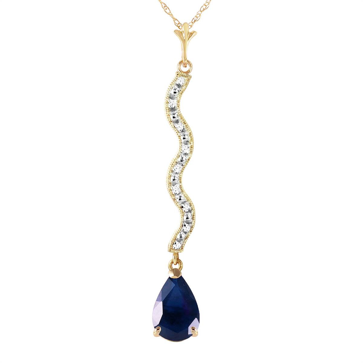 1.79 Carat 14K Solid Yellow Gold Opportunities Sapphire Diamond Necklace