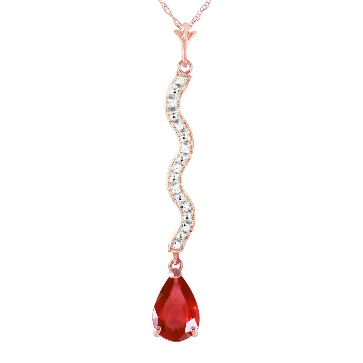 14K Solid Rose Gold Diamond & Ruby Necklace Jewelry