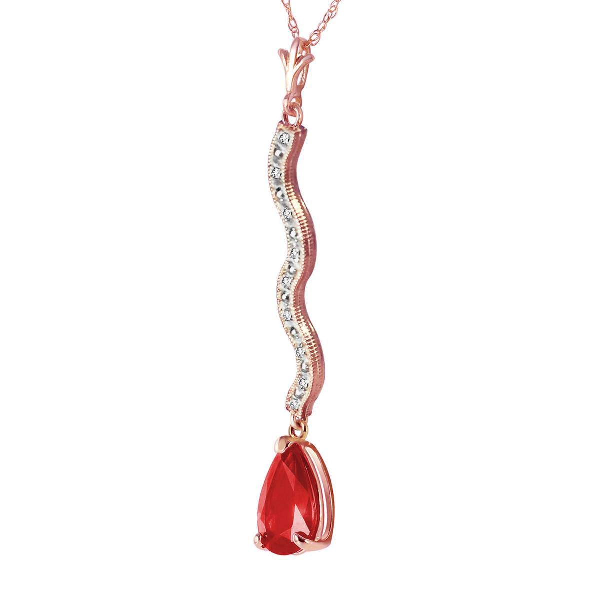 14K Solid Rose Gold Diamond & Ruby Necklace Jewelry