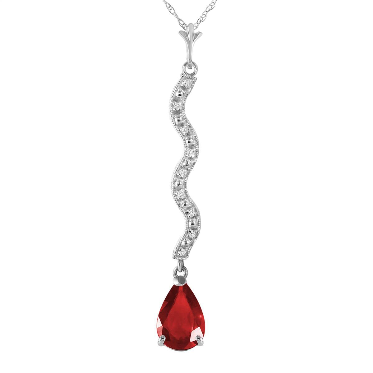 1.79 Carat 14K Solid White Gold Lightening Strikes Ruby Diamond Necklace