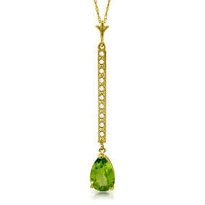 1.8 Carat 14K Solid Yellow Gold Provoked Peridot Diamond Necklace