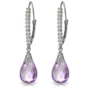 6.3 Carat 14K Solid White Gold Discerning Heart Amethyst Diamond Earrings