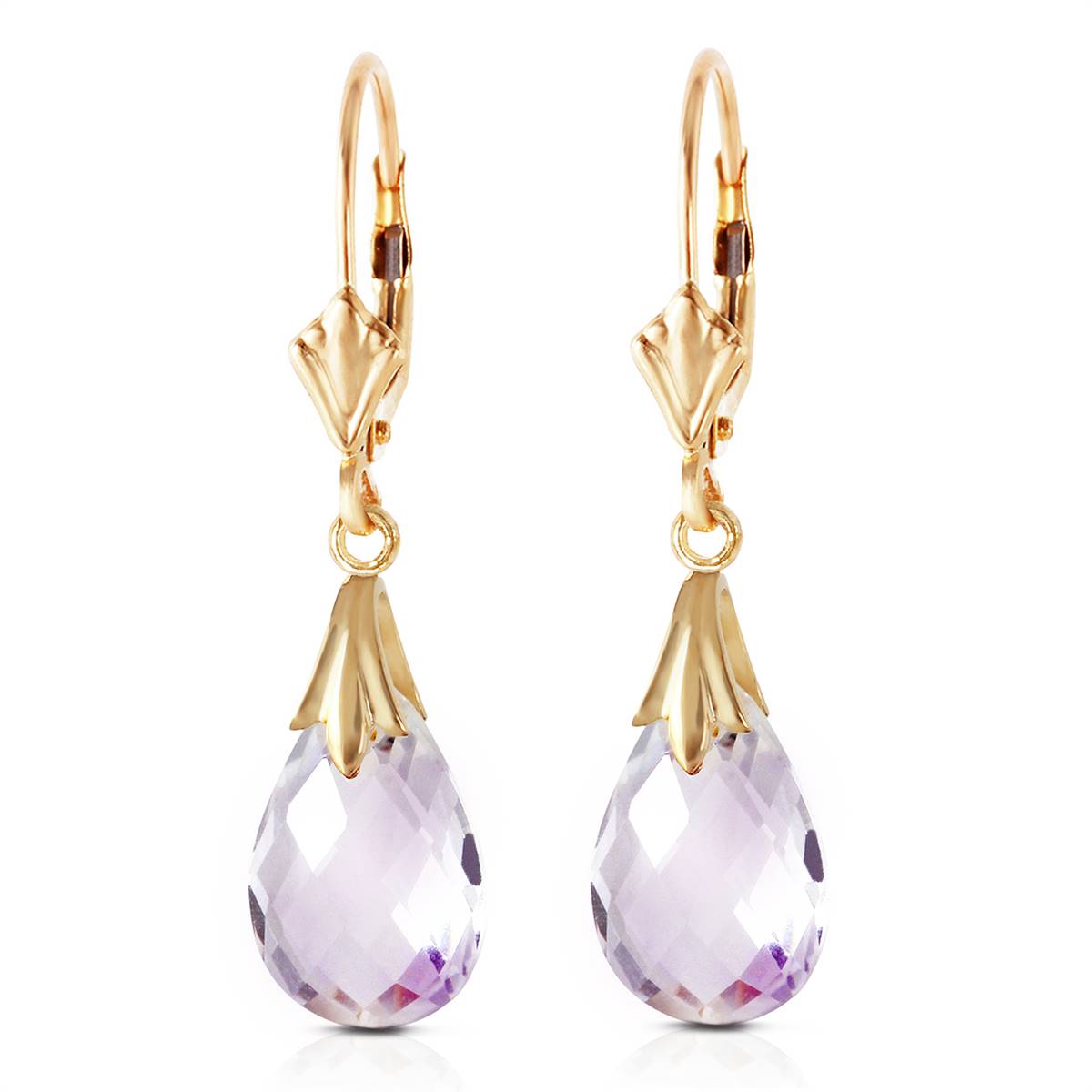 6 Carat 14K Solid Yellow Gold Sanctuary Amethyst Earrings