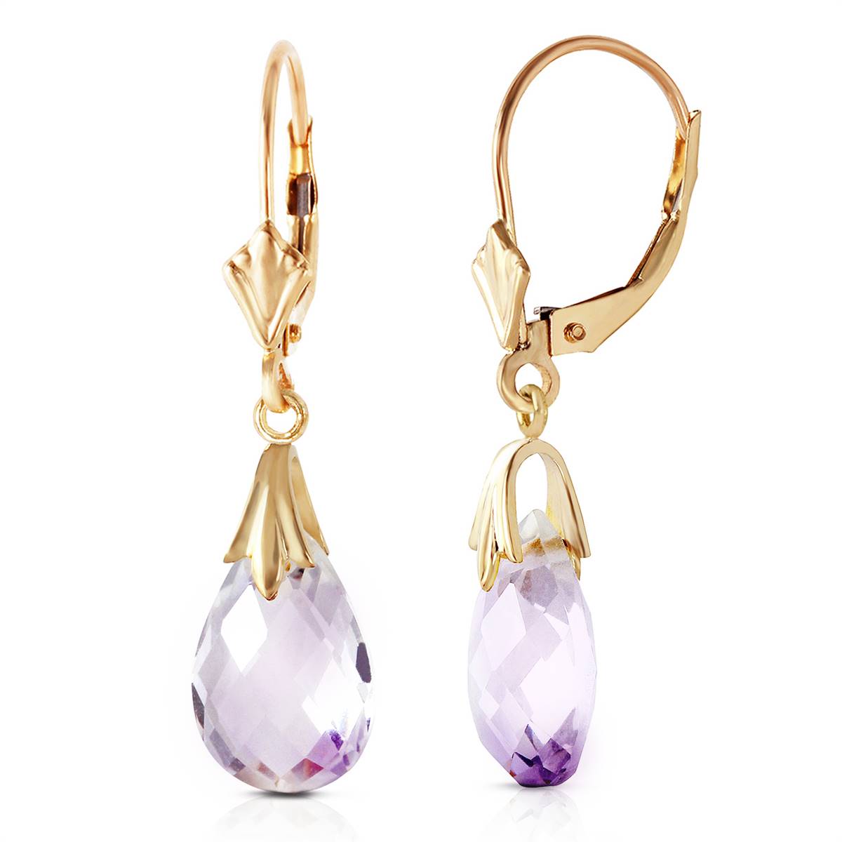 6 Carat 14K Solid Yellow Gold Sanctuary Amethyst Earrings