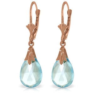 14K Solid Rose Gold Leverback Earrings Blue Topaz Jewelry Class
