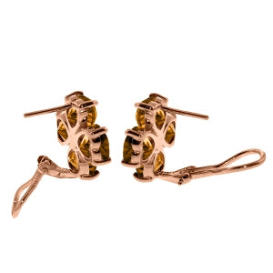 14K Solid Rose Gold French Clips Earrings w/ Natural Citrines