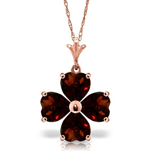 3.8 Carat 14K Solid Rose Gold Heart Cluster Garnet Necklace
