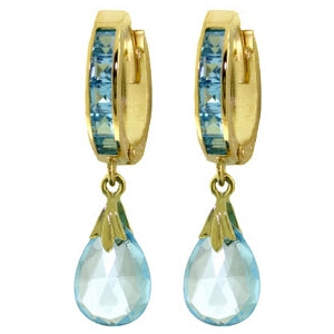 6.85 Carat 14K Solid Yellow Gold Changeling Blue Topaz Earrings
