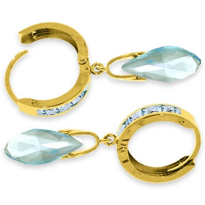 6.85 Carat 14K Solid Yellow Gold Changeling Blue Topaz Earrings