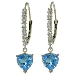3.55 Carat 14K Solid Yellow Gold Ursula Blue Topaz Diamond Earrings