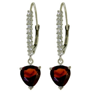 3.55 Carat 14K Solid Yellow Gold Leverback Earrings Natural Diamond Garnet