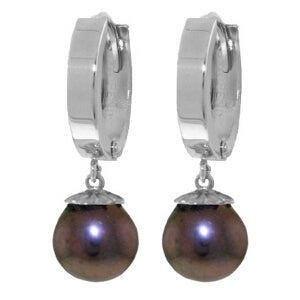 4 Carat 14K Solid Yellow Gold Hoop Earrings Natural Black Pearl
