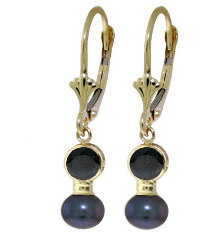 5.2 Carat 14K Solid White Gold Leverback Earrings Black Pearl Sapphire