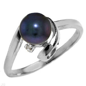 1.01 Carat 14K Solid Yellow Gold Ring Natural Diamond Black Pearl