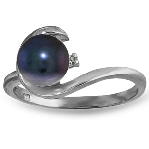 1.01 Carat 14K Solid White Gold Ring Natural Diamond Black Pearl